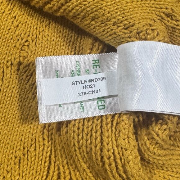 J. Crew Long Cotton Cable-Knit Mockneck Oversized Sweater in Yellow Size Medium - Picture 6 of 8